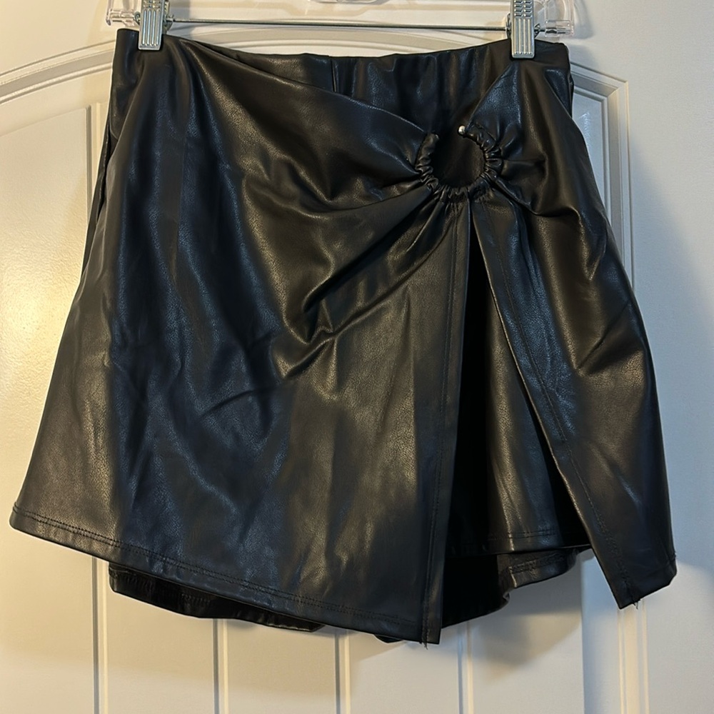 Black Pleather Skort
